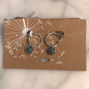 New turquoise and silver hoop earrings.